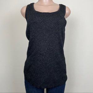 Lane Bryant Plus Sz 18/20 Sleeveless Metallic Ribbed Knit Tank Top Black